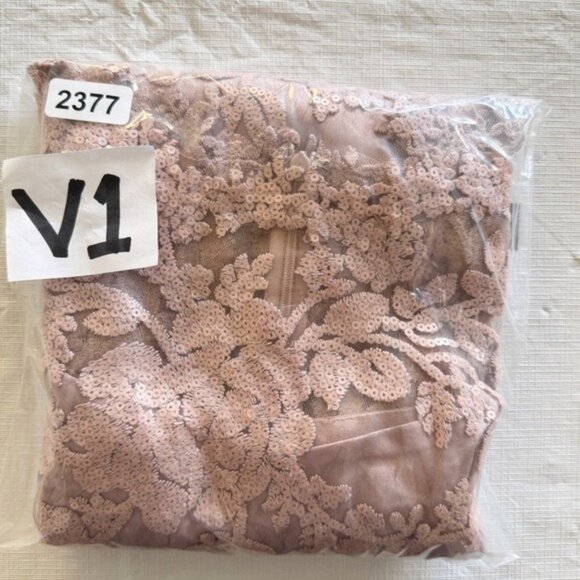 Tadashi Shoji Mauve Pink Lace/Sequin Sheath Dress Size 0 P - Picture 10 of 12